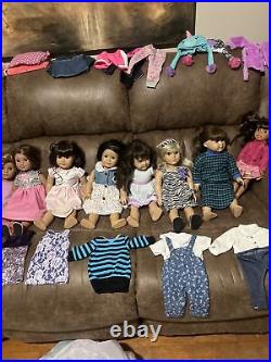 11 American Girl Dolls With A Lot Of Extra Clothes And Accessories