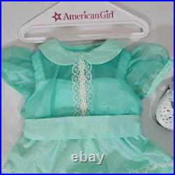18 American Girl Doll Emily's Green Recital Dress & White Shoes HTF Outfit Set