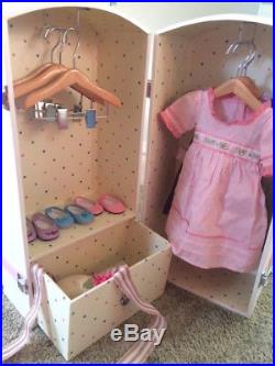 3 American Girl Outfits & Assessories Doll Streamer Trunk Wardrobe with hangers