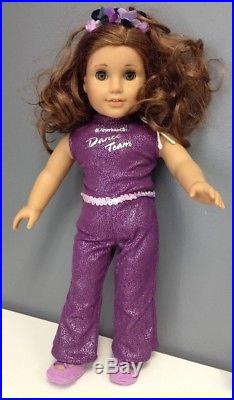 AMERICAN GIRL Brown Curly Hair Green Eyes Purple Dance Outfit 18 Inch Doll B4138