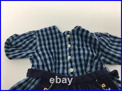 AMERICAN GIRL Doll Kirsten ON THE TRAIL plaid Blue checkered Dress Apron GUC