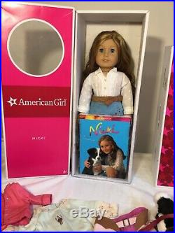 AMERICAN GIRL Doll NICKI Plus Outfits, Dog, Accessories EUC