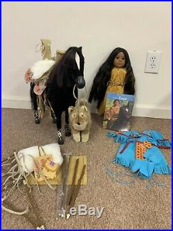 AMERICAN GIRL KAYA NATIVE AMERICAN INDIAN 18 DOLL WithHORSE AND DOG AND OUTFITS