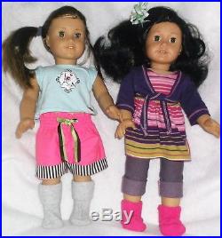 American Girl 18' Beautiful Dolls 2 Piece Lot With Outfits In Euc