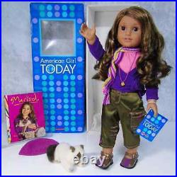 American Girl 18 DOLL MARISOL & MEET OUTFIT BOOK Scarf Cat Hat Accessories BOX