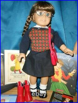 American Girl 18 Doll MOLLY AND EMILY IN MEET OUTFITS HUGE LOT