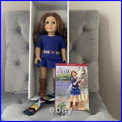 American Girl 18 Doll Saige In Meet Outfit Dress Boots With Box & Book