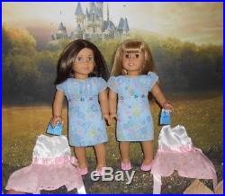 American Girl 18 Dolls GWEN AND CHRISSA GOTY 2009 with 2 beautiful outfits each
