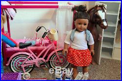 American Girl 18 Hawaiian Doll & Outfits Dog Battat Bed Wardrobe Horse Bike LOT