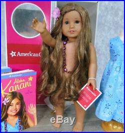 American Girl 18 KANANI DOLL In MEET OUTFIT Necklace Barrette Shoes 2 Books BOX