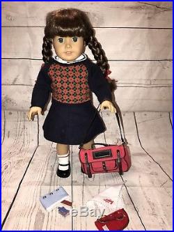 American Girl 18 Molly Doll retired with meet outfit, Pleasant Company Glasses