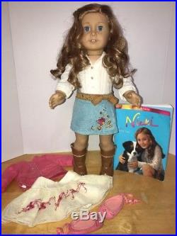 American Girl 18' Nicki Doll Lot Meet &Gala Outfits Book & Clothes Freckles