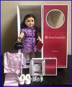 American Girl 18 Ruthie doll, book, accessories, Pajamas outfit NIB Retired