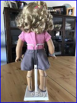 American Girl 18 TRULY ME DOLL #56 Curly Blonde Hair Blue Eyes Outfit & Stand