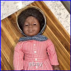 American Girl Addy Doll early 90's Original with Pink Meet Dress Outfit Grey brows