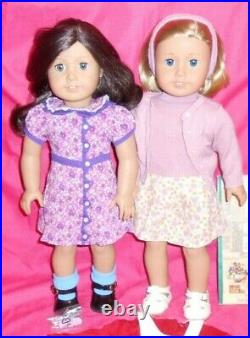 American Girl Best Friends Kit And Ruthie In Meet Outfits, Books, Plus Doll Cases