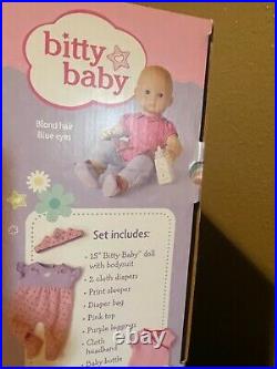 American Girl Bitty Baby Doll & Accessories Blond Blue Eyes Outfits Bag Plus Nib