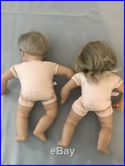 American Girl Bitty Baby Twins-Blonde Hair/Blue Eyes-EUC-Corresponding Outfits
