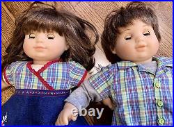 American Girl Bitty Baby Twins Brunette Boy Girl 10+ Outfits Sweaters Dolls