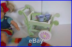 American Girl Bitty Baby Twins Girl Boy Blonde Blue Eyes Tea Cart 6 Outfits Book