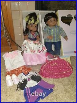 American Girl Bitty Twins Latino/Hispanic with Meet Outfits IOB & Extra Clothes