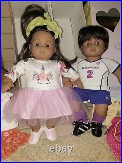 American Girl Bitty Twins Latino/Hispanic with Meet Outfits IOB & Extra Clothes