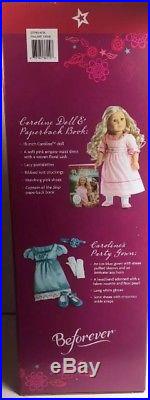 American Girl Caroline Doll & Extra Blue Party Gown Dress Outfit New In Box