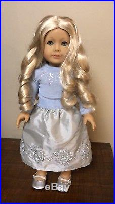 American Girl Caroline + Retired Frosty Party Outfit Holiday Blond Blue Eyes