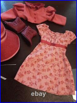 American Girl Caroline Travel Outfit Dress, Shoes, Spencer, & Hat Complete EUC