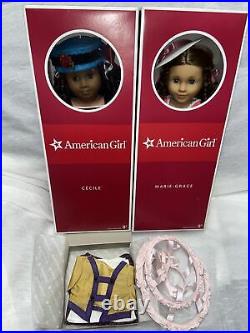 American Girl Cecile and Marie Grace on box With Cecile Outfit