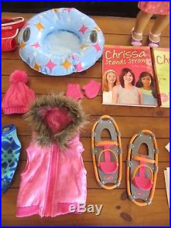 American Girl Chrissa Doll Snow Outfit Gear Warmup Set Swimsuit Sundress LLama
