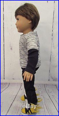 American Girl Custom Boy Doll # 15 EUC Brown Hair, Blue Eyes & 4 Pc Outfit