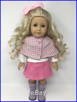 American Girl Doll Caroline Blonde Hair Aqua Blue Eyes AG 5pc outfit-Retired