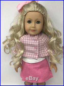 American Girl Doll Caroline Blonde Hair Aqua Blue Eyes AG 5pc outfit-Retired