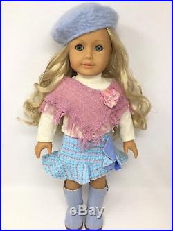 American Girl Doll Caroline Blonde Hair Aqua Blue Eyes AG 6pc outfit-Retired