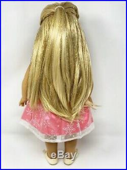 American Girl Doll Custom CYO Green Eyes, Blonde Sparkle Hair, Holiday Outfit
