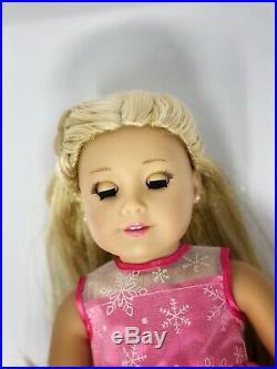 American Girl Doll Custom CYO Green Eyes, Blonde Sparkle Hair, Holiday Outfit