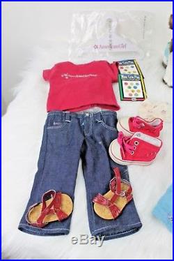 American Girl Doll Dirty Blon Hair Blue Eyes + Extra Outfits & Accesories & Cat