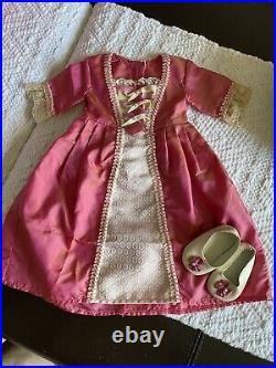 American Girl Doll Elizabeth, Pink Carry Case, And Several Outfits