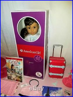 American Girl Doll GRACE Lot Suitcase, Opening Night Outfit, Welcome Gifts +++
