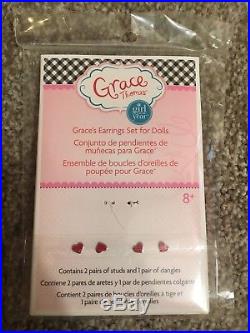 American Girl Doll Grace with Earrings 2015 Excellent Condition + 3 Outfits + More