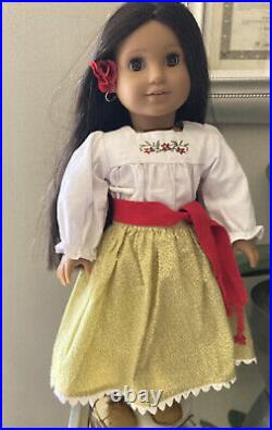 American Girl Doll Josefina Harvest set Skirt, Sash, Camisa, shoes hair flower