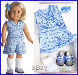 American Girl Doll KIT'S PLAY SUIT OUTFIT Bunny Jumper Hair Bow Shoes Socks BOX