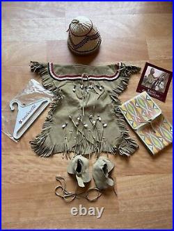 American Girl Doll Kaya Adorned Deerskin Dress + Meet Accessories + Parfleche