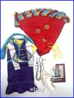 American Girl Doll Kaya Fancy Red Shawl Outfit Moccasins COMPLETE Excellent