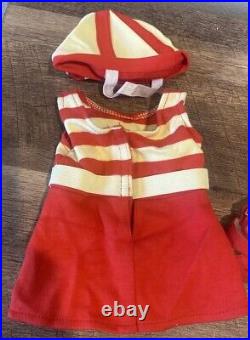 American Girl Doll Kit Red Stripe Swimsuit Parasol Sandals Beach Hat Cap