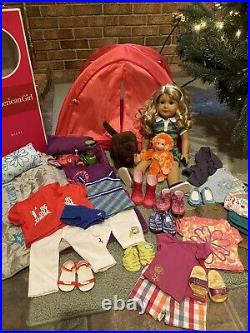 American Girl Doll Lanie GOTY Lot Retired Tent Outfits Chocolate Lab