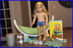 American Girl Doll Lanie GOTY with Hammock, Book, Accessories & Racoon with Can