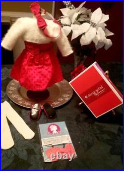 American Girl Doll Maryellen Christmas Party Outfit & Girl Matching Hair Tie