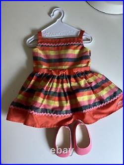 American Girl Doll Maryellen Rockin Roller Skating Outfit Shoes Dress Striped